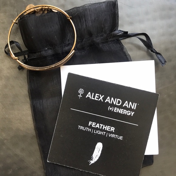 Alex and Ani feather bangle bracelet in gold - Picture 7 of 8